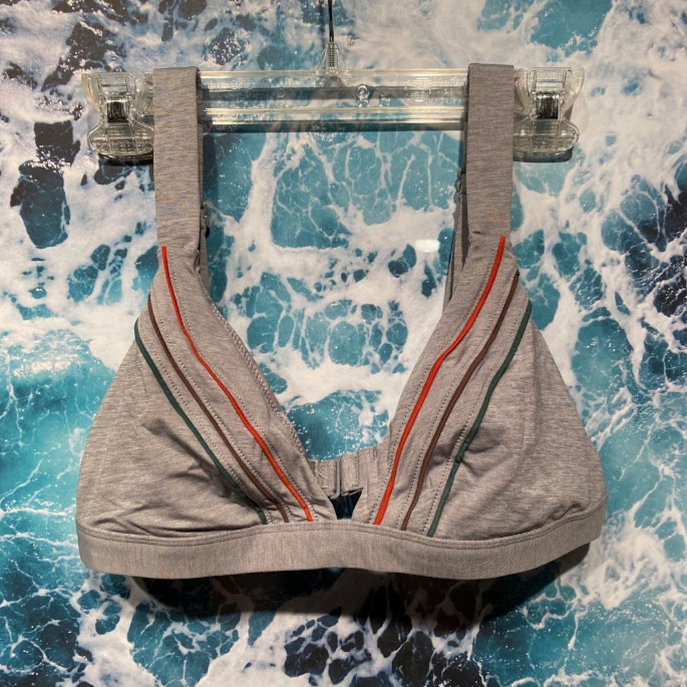 RVCA Gray Triangle Bikini Top Adjustable Straps